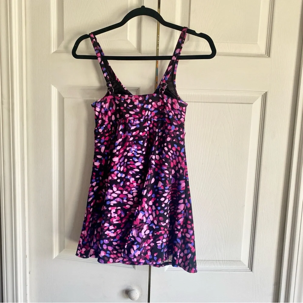 Swim Solutions Printed Tummy-Control Bow-Front One-Piece Swim-dress 8‎ - Picture 6 of 7